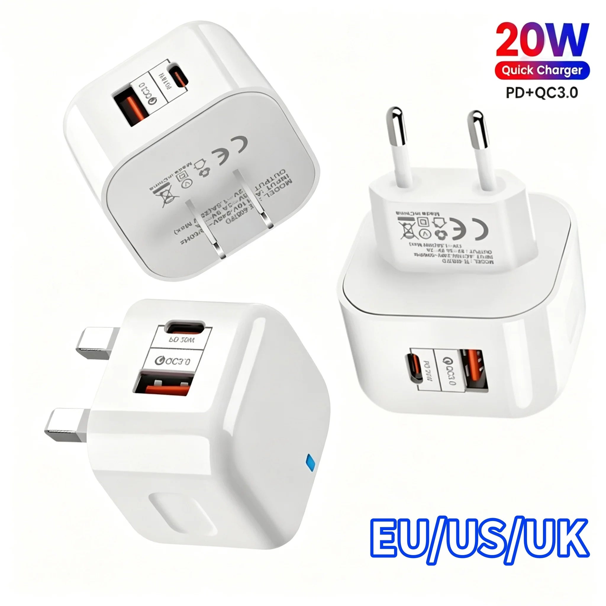 PD 20W USB Type C Charger Fast Charging Adapter Phone Quick Charger For iPhone Samsung Xiaomi Huawei Wall Charger EU/US/UK Plug Zpaxo