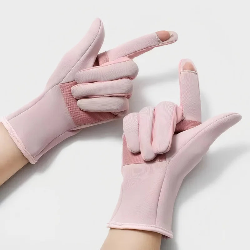 Cycling Non-slip Gloves Women's Winter Velvet Warm Windproof Outdoor Zpaxo