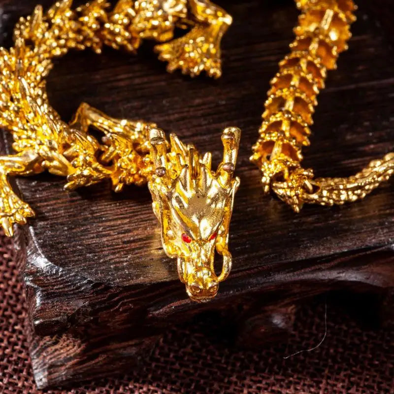 Alloy Five Claw Golden Dragon Ornaments Can Move Chinese Loong Zpaxo