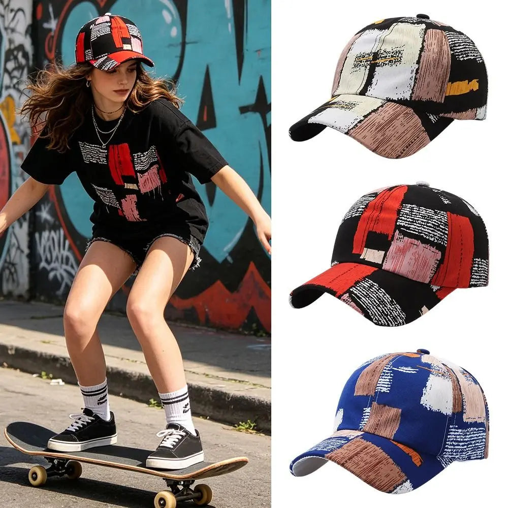 Fashion Graffiti Baseball Cap UV Protection Versatile Sun Hat Breathable Peaked Cap for Spring Summer Zpaxo