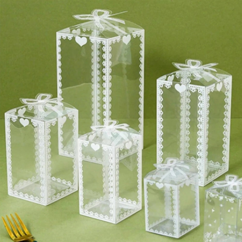 10Pcs Transparent PVC Box Plastic Candy Favor Gift Packaging Boxes for Wedding Birthday Party Christmas Gift Wrapping Zpaxo