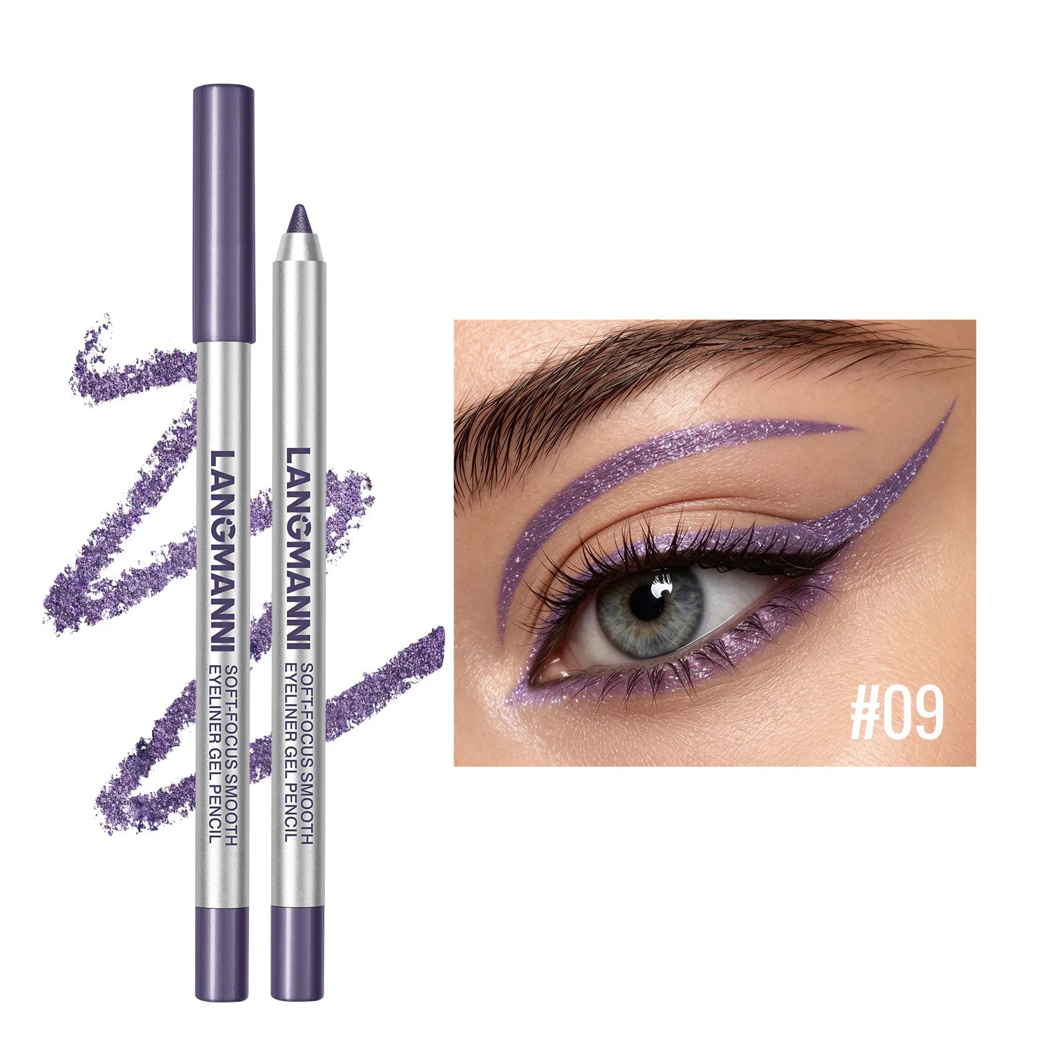 Pearlescent Glitter Eyeliner Pencil 12 Colors Smooth High Pigment Eye Liner Eyeshadow Pen Long-Lasting Waterproof Eyes Makeup Zpaxo 09