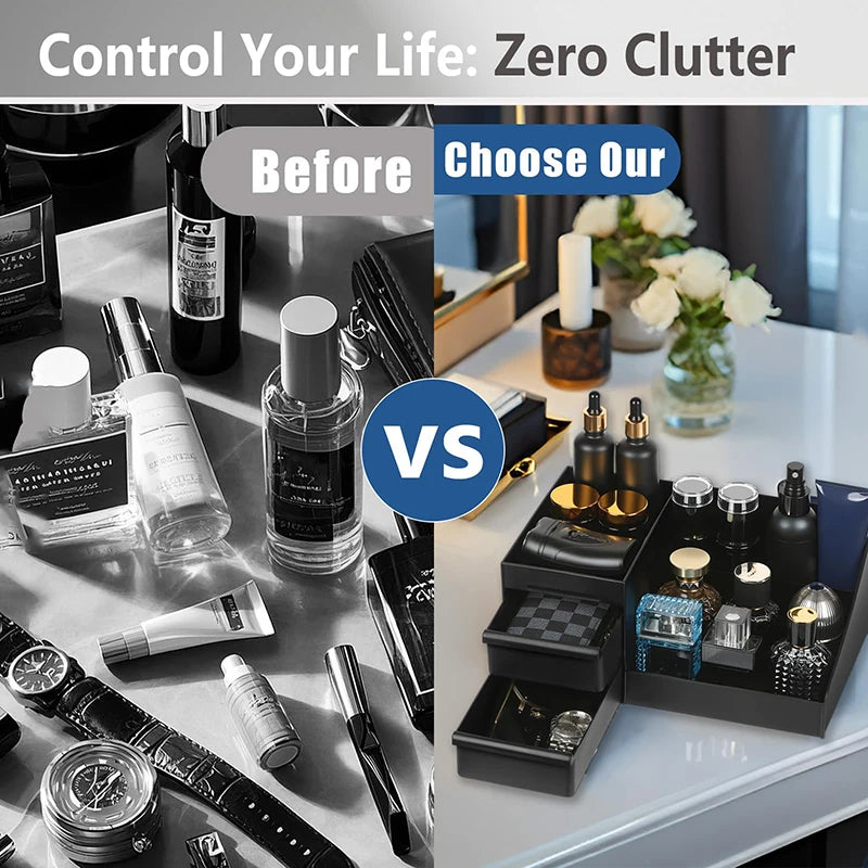 Men's Cologne Stand Dresser Perfume Holder Bathroom Organizer Drawers Zpaxo