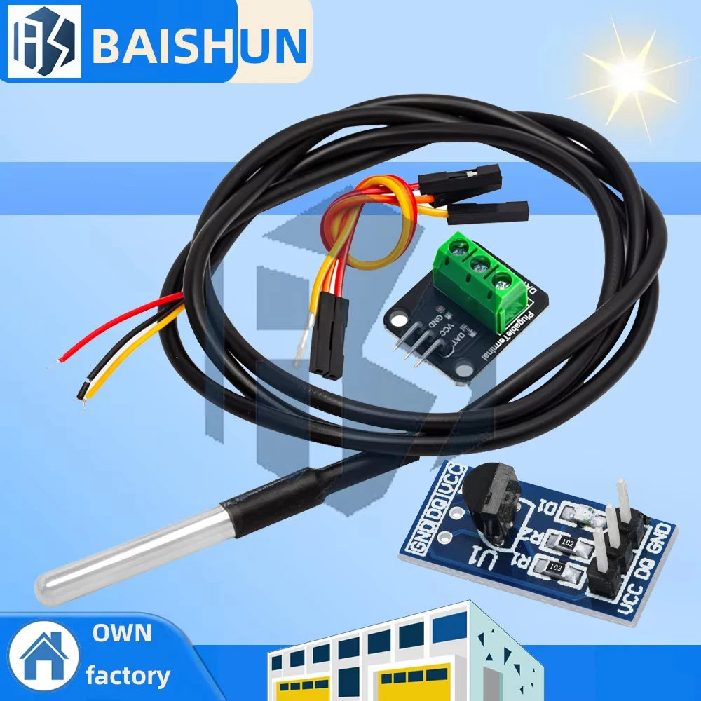 DS18B20 Temperature Sensor Module Waterproof Digital Cable Stainless Zpaxo