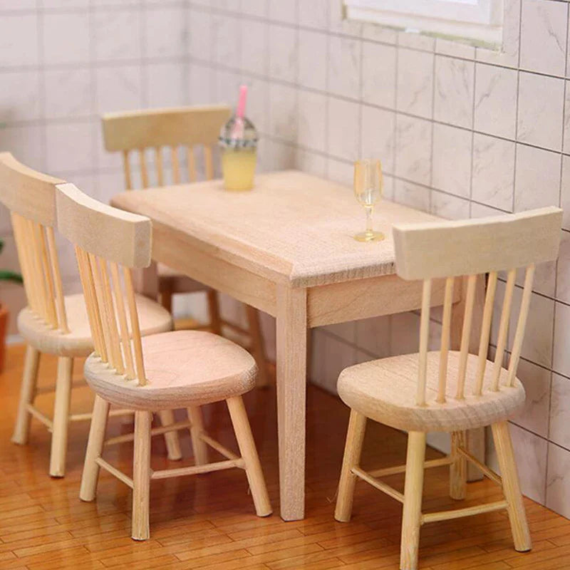 1 12 Miniature Dollhouse Furniture Wooden Dining Table Chair Zpaxo