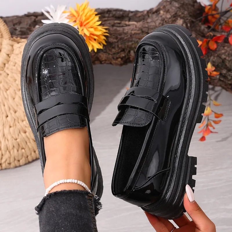 Women's Thick Soled Single Shoes Comfortable Fashion Casual Mid Heels Zpaxo