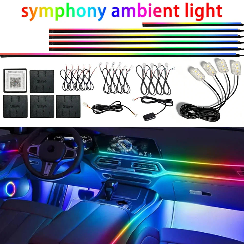 Universal RGB LED Car Ambient Lights 18-in-1 64 Colors Hidden Acrylic Zpaxo