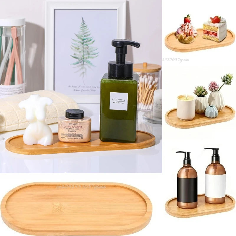 Flower Pot Trays Dish for Plant Vase Bamboo Tray Wooden Bottle Tray Bathroom Shampoo Shower Gel Organizer Jewelry Storage Tray Zpaxo