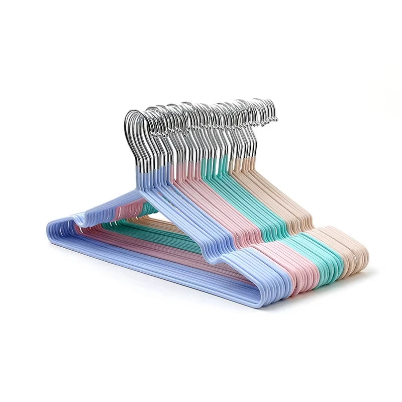 10pcs- Metal Traceless No-slip Clothes Hangers, Durable Strong Clothes Racks, Household Space Saver For Organization Of Bedroom, Zpaxo