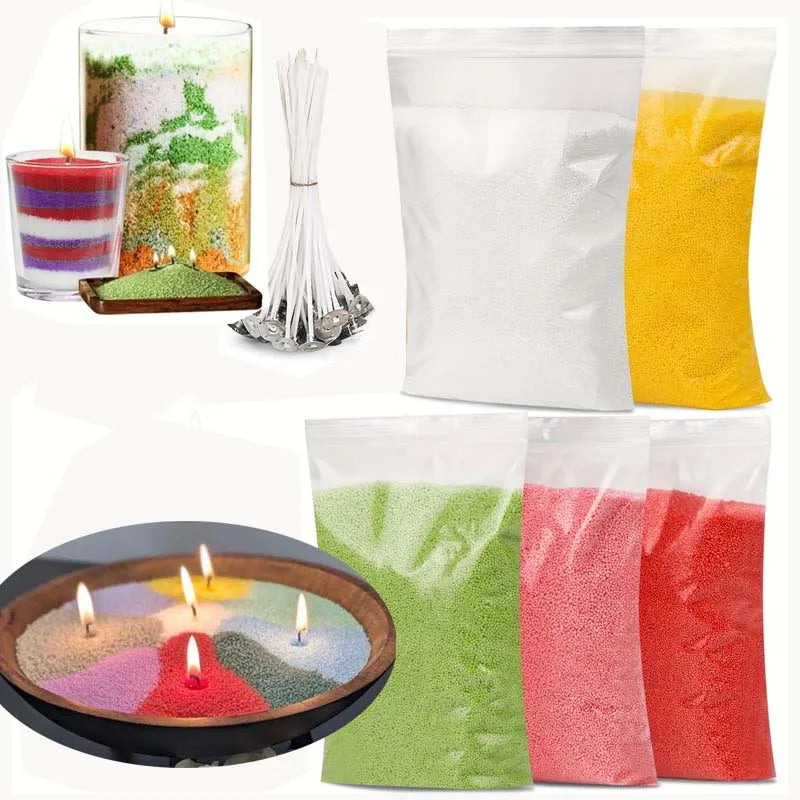 50g Pearl Sand Wax & 5 Wicks – DIY Colorful Candle Making Kit Candle Making Kit Zpaxo