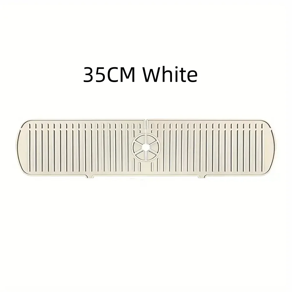 Silicone Drain Mat Kitchen Faucet Sink Splash Guard Draining Pad Zpaxo 35CM White