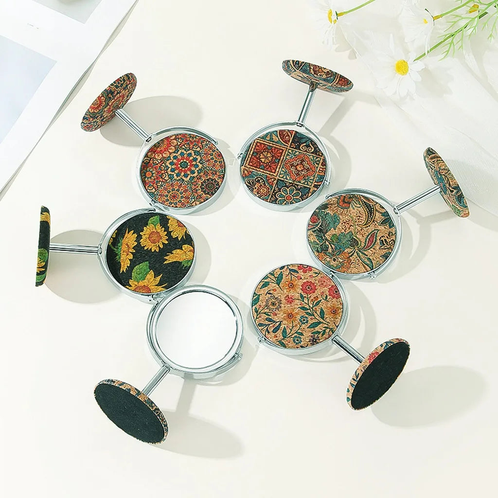 Retro Round Metal Frame Foldable Desktop Makeup Mirror – 9cm