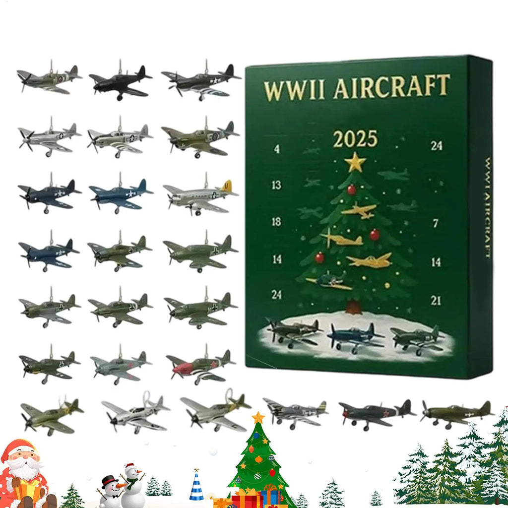 Aircraft Advent Calendar 2025 24 Days Countdown 2D Warbird Pendants
