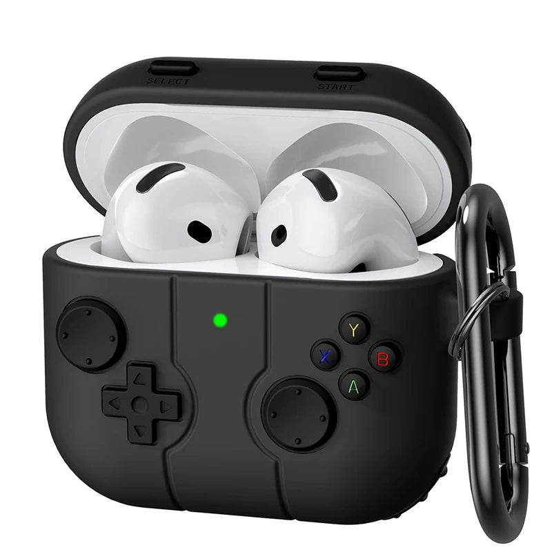 Case For AirPods Pro 1st 2nd Gen Headphone Protection Cover For Apple Airpods 3 4 3D Cartoon Game Case Silicone Earphones Cover Zpaxo Black for Airpods 4