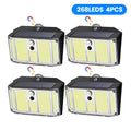 Magnetic Solar Lights 268LED Motion Sensor Outdoor Wall Lights 3 Lighting Modes IP65 Waterproof Camping Lamp For Garden Lighting Zpaxo 268LED-4PCS
