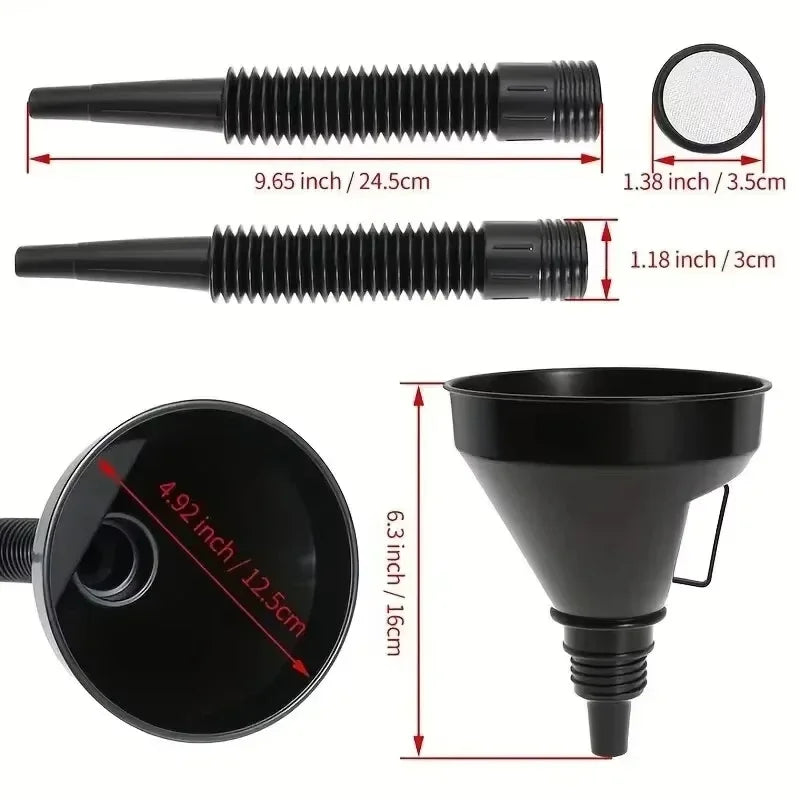 Flexible Automotive Fuel Funnel – Spill-Proof Wide Mouth