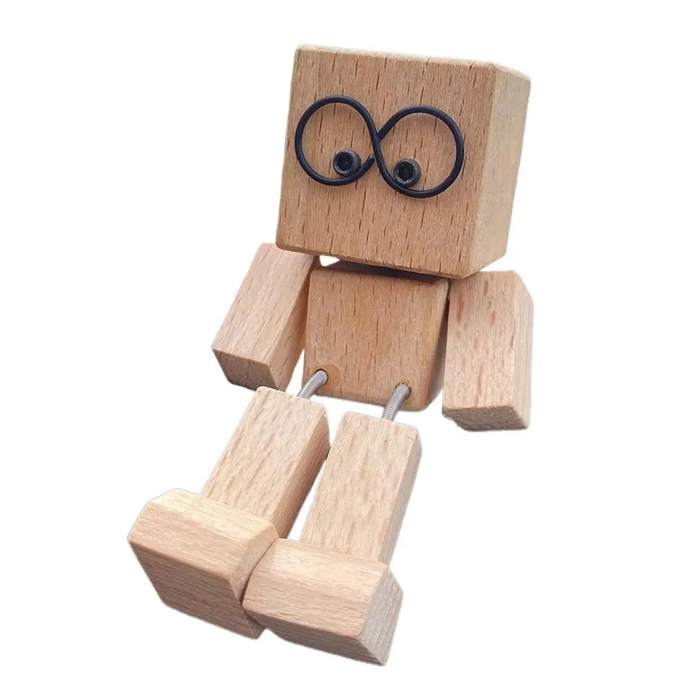 Leg-shaking Wooden Man Car Dashboard Decor Car Aromatherapy Ornaments Leg-swinging Robot Figurine Healing Gift Zpaxo Interchangeable