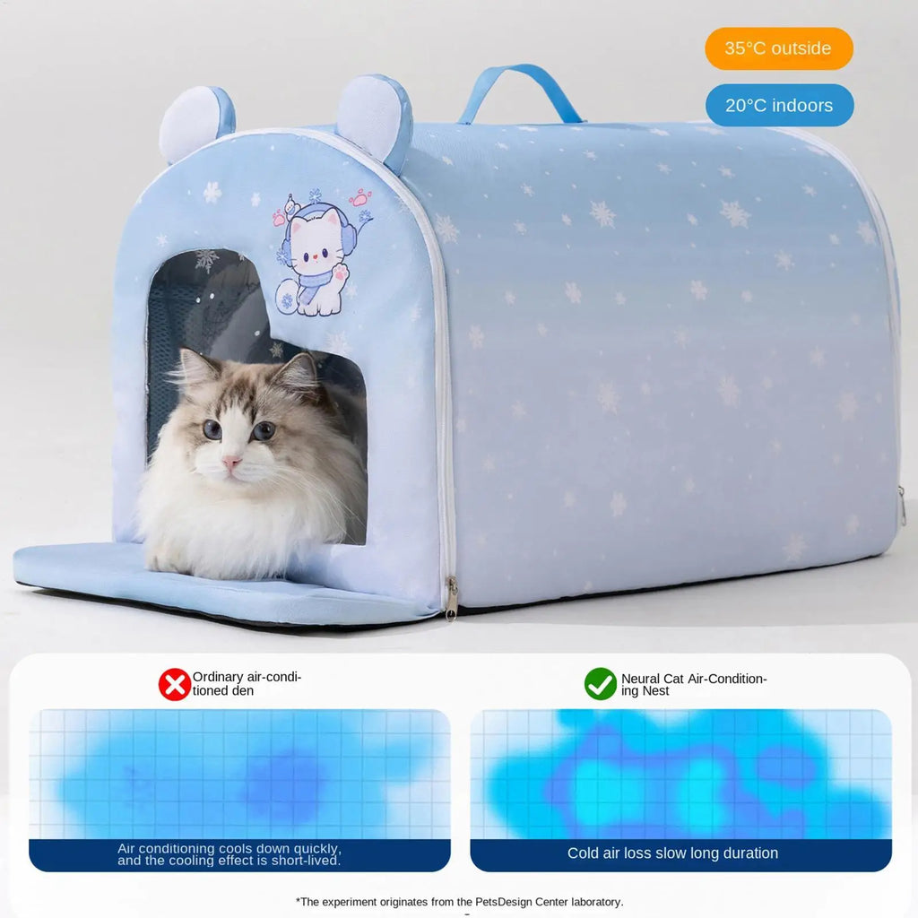Insulated Cat Cooling House Ice Packs Removable Summer Shelter