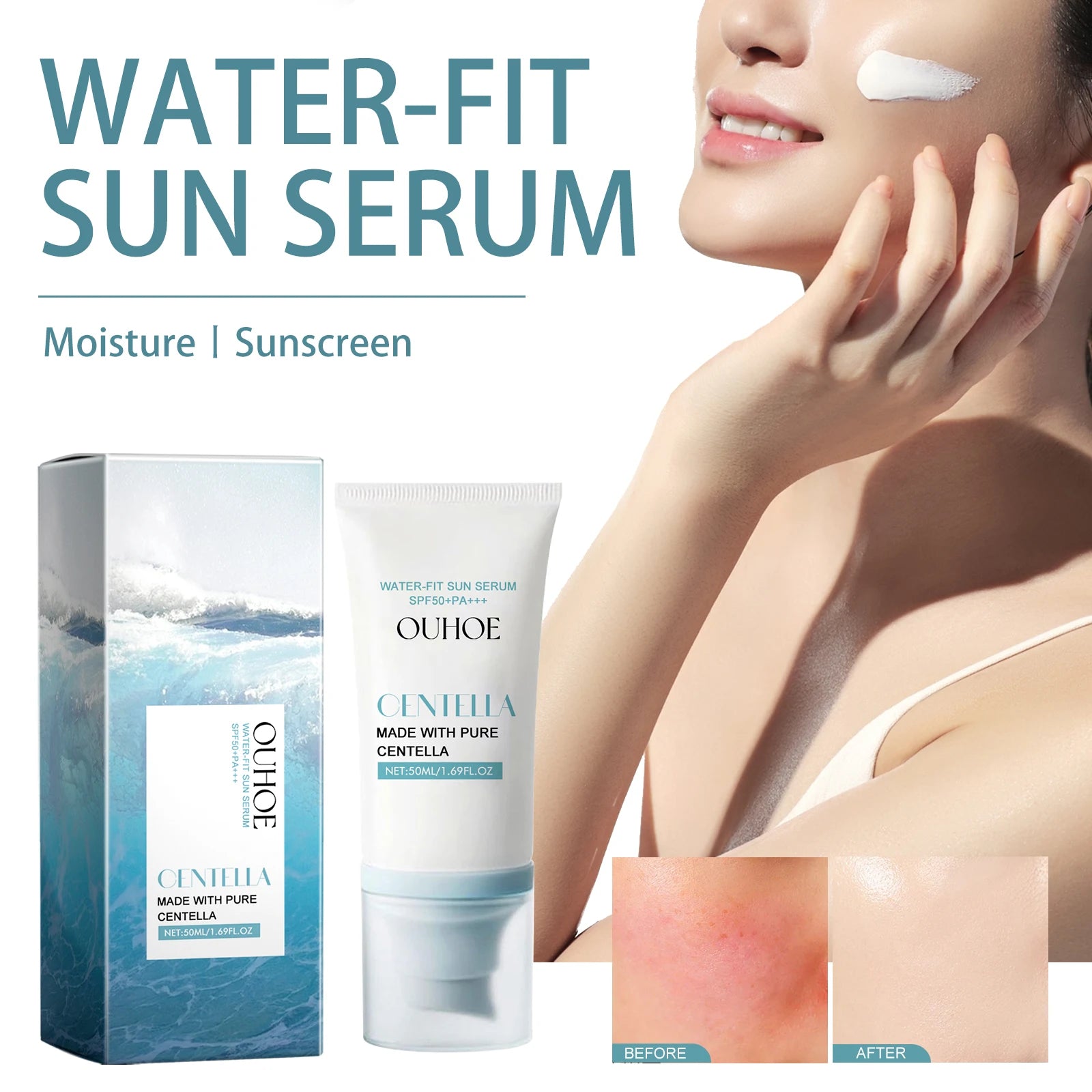 Hydrating Shield Cream 50ml Invisible UV Protection Daily Moisturizer with Centella Asiatica Cast Primer for Dryness Environment Zpaxo 50ml