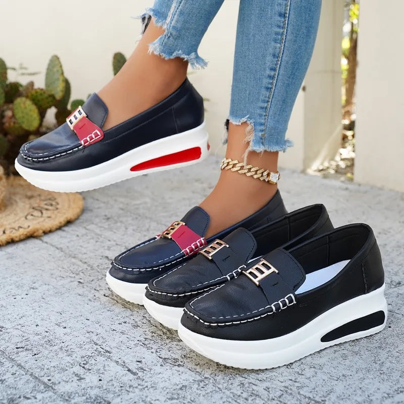 Loafers Spring Summer Single Shoe Women's Thick Bottom Round Head