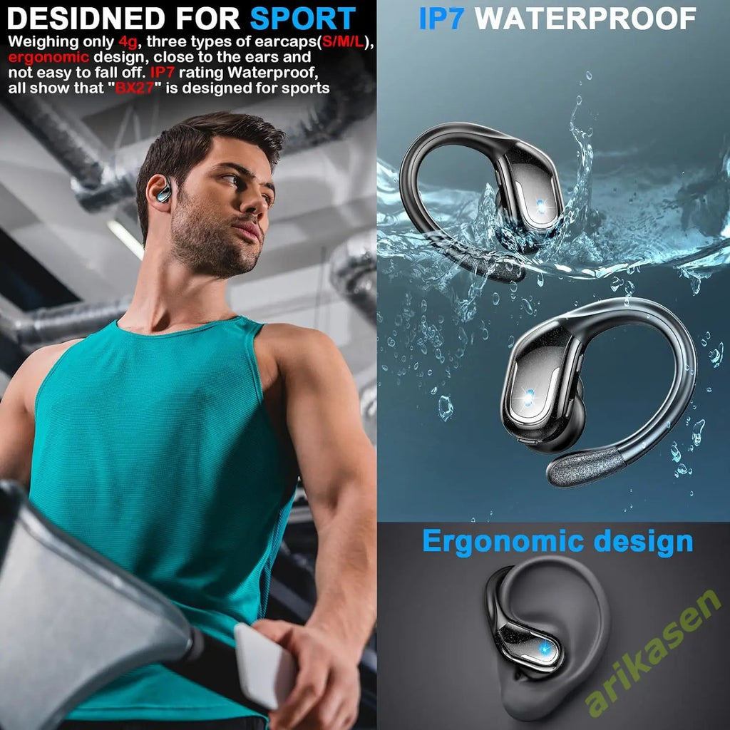 75Hrs Bluetooth 5 3 Earphones IP7 Waterproof Wireless Headphones ENC