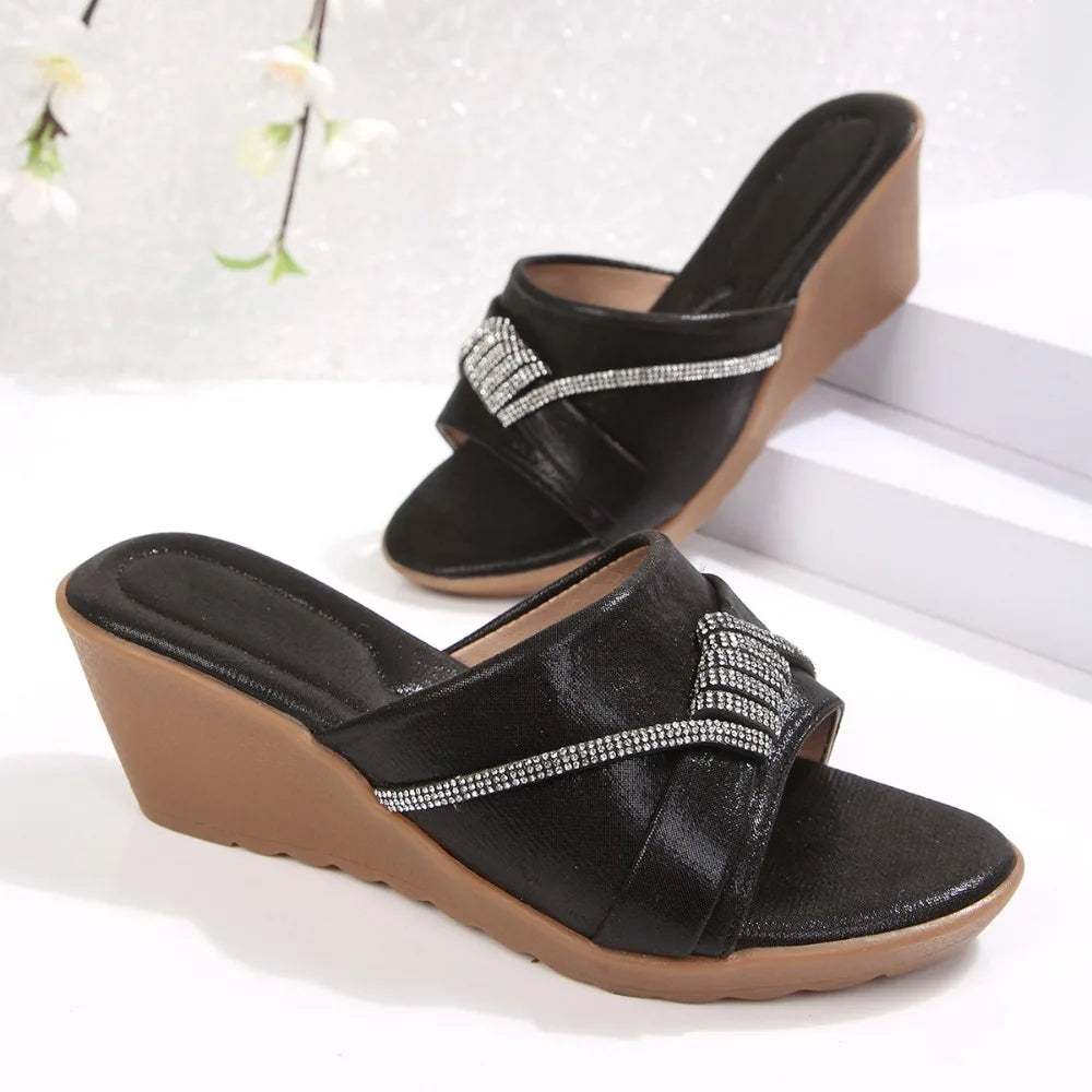 2026 Women's Slope Heel Slippers Summer Thick Bottom Fish Mouth One Zpaxo 36 black