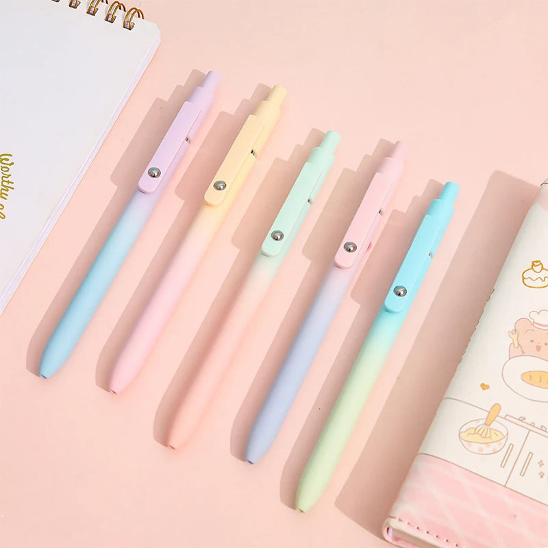 5Pcs Cute Gel Pens Quick Dry Ink Pen,Retractable Black Ink Rolling Gel Pens Fine Point(0.) Smooth Writing Aesthetic Pens Zpaxo