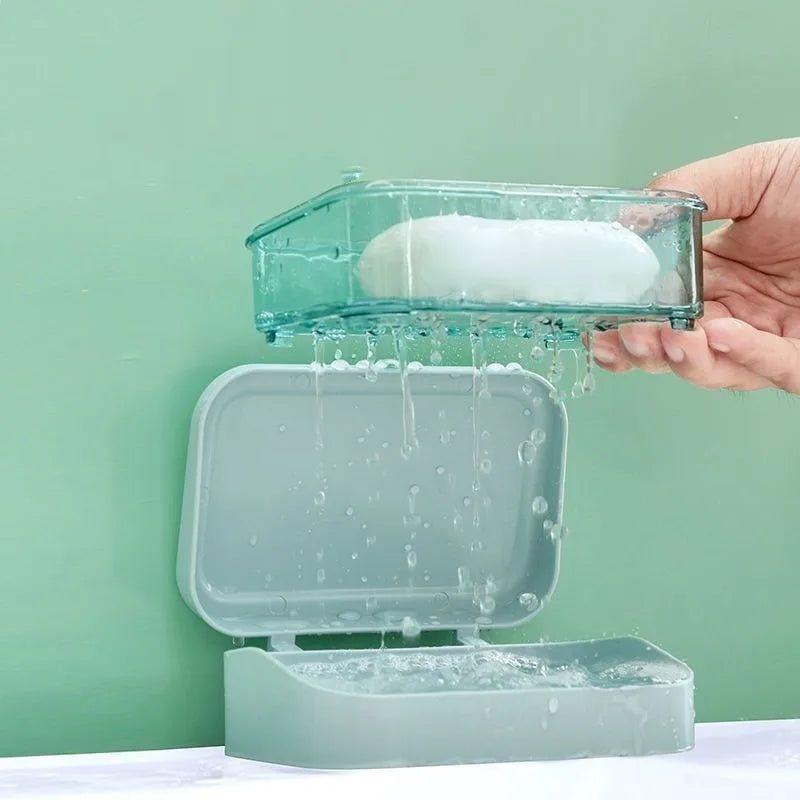 Versatile Soap Storage Container Lid Draining Rack Great Bathroom