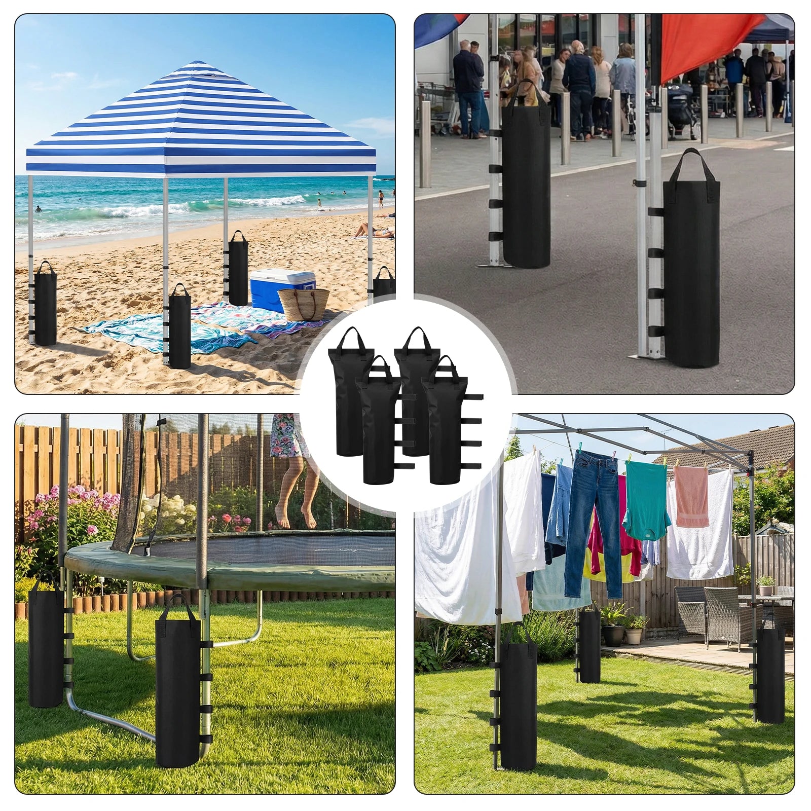 4pcs Heavy Duty Canopy Weights Sand Bags 600D Oxford Waterproof Tent Anchor Windproof Weight Bag for Pop Up Gazebo Camping Outdo Zpaxo