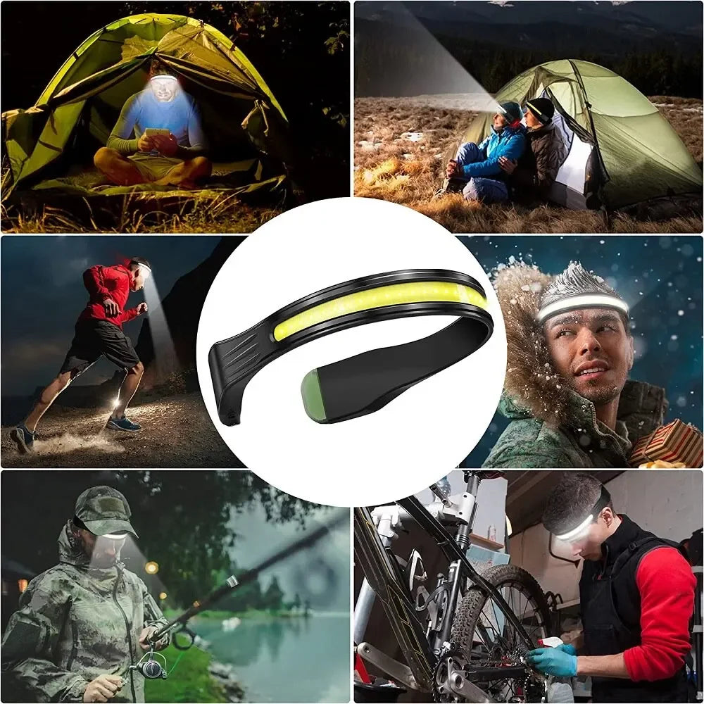 ESMARTER COB Rechargeable Headlamp – 3 Modes & Red Tail Light