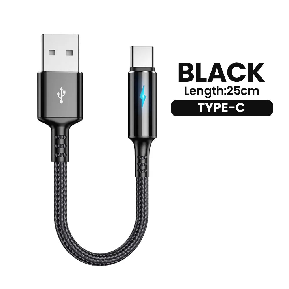 0.25m Short Cable Micro USB Cable Type C Data Cord Fast Charging Portable Wire For Power Bank iPhone 15 Samsung Android Phone Zpaxo 25cm Type C