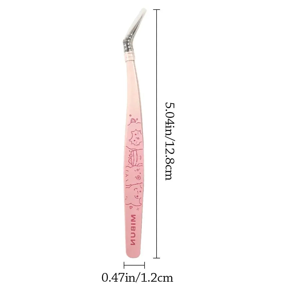 Metal Curved Stickers Tweezers High Precision Cartoon Lashes Extension Tweezer Anti-static Eyelash Curler Beauty Makeup Tools Zpaxo