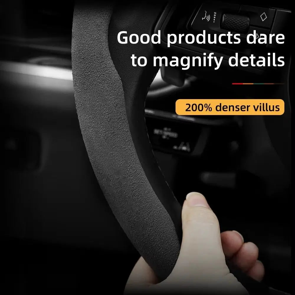 2pcs Ergonomic Steering Wheel Cover Luxury Breathable Material Faux Suede Cover Sweat-Absorbent Non-Slip Surface Wheel Protector Zpaxo