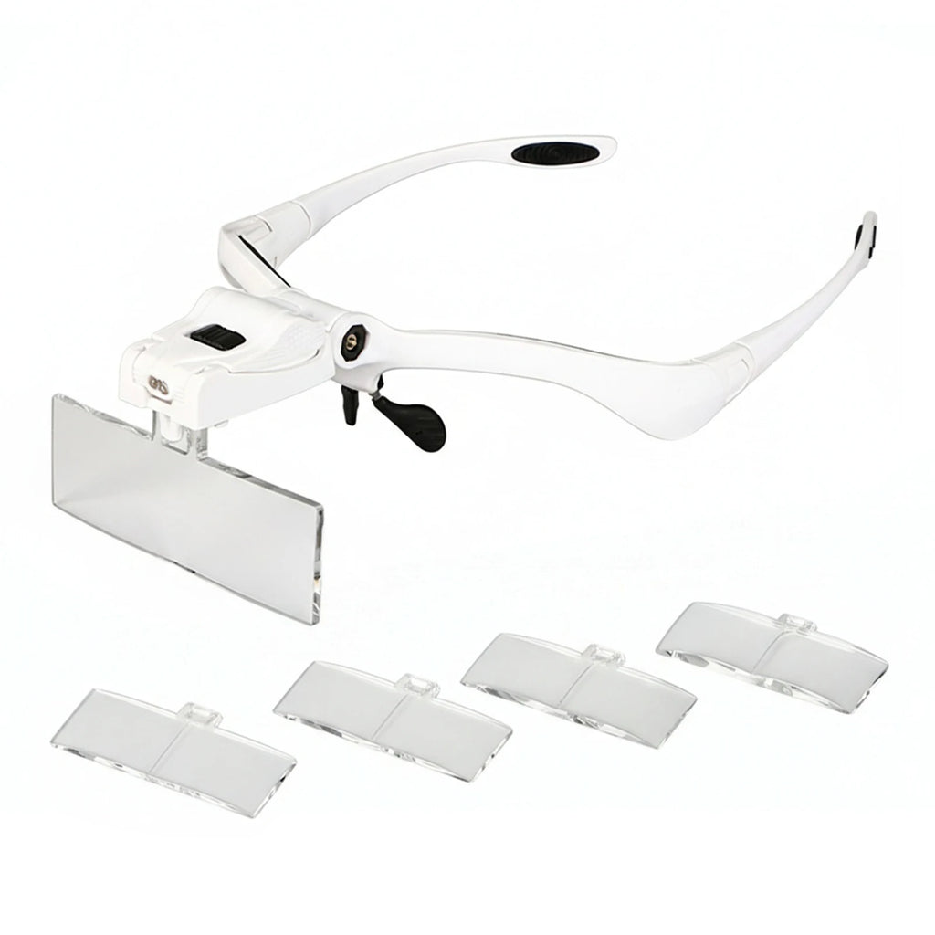 LED Head Magnifier 2 Lights Headband Mount Magnifying Glass Reading
