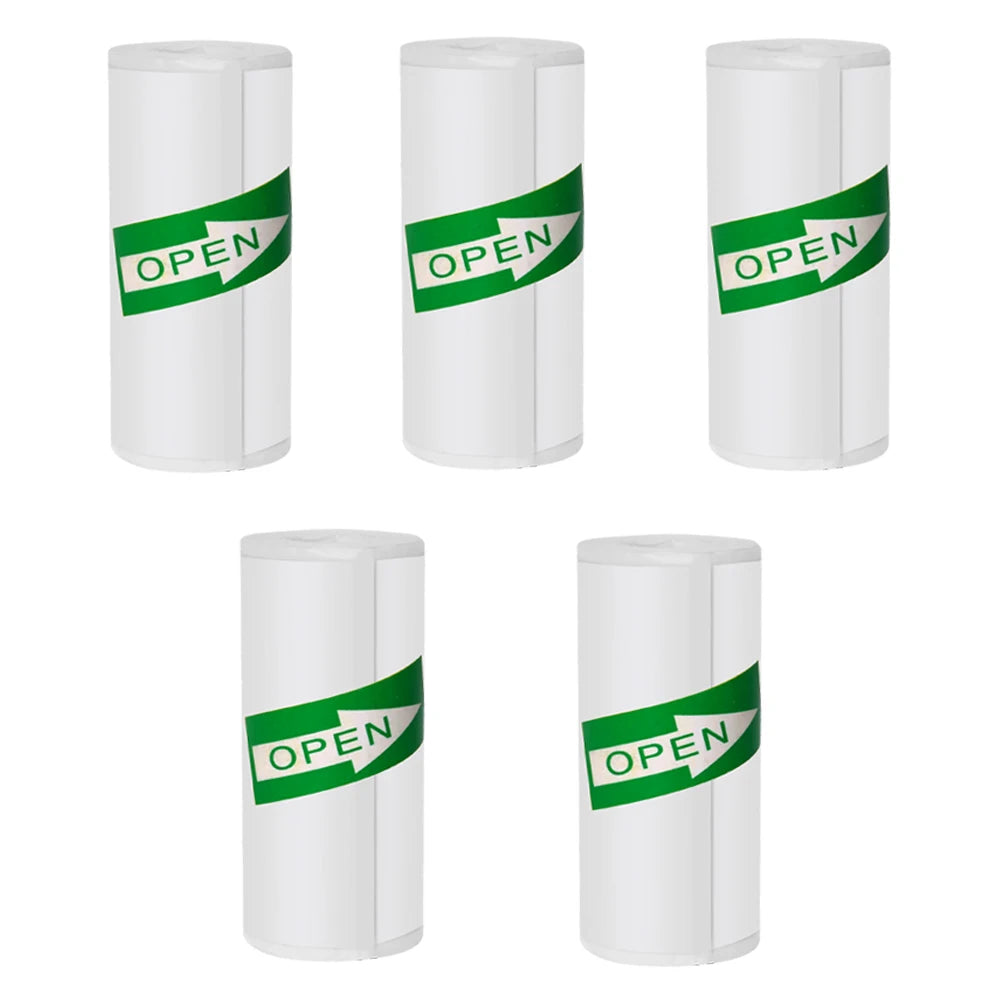 5 Rolls Colorful White Mini Printer Self-Adhesive Paper, 57mm Adhesive Thermal Printing Paper, Office Label Paper Printing Paper Zpaxo white self-adhesive