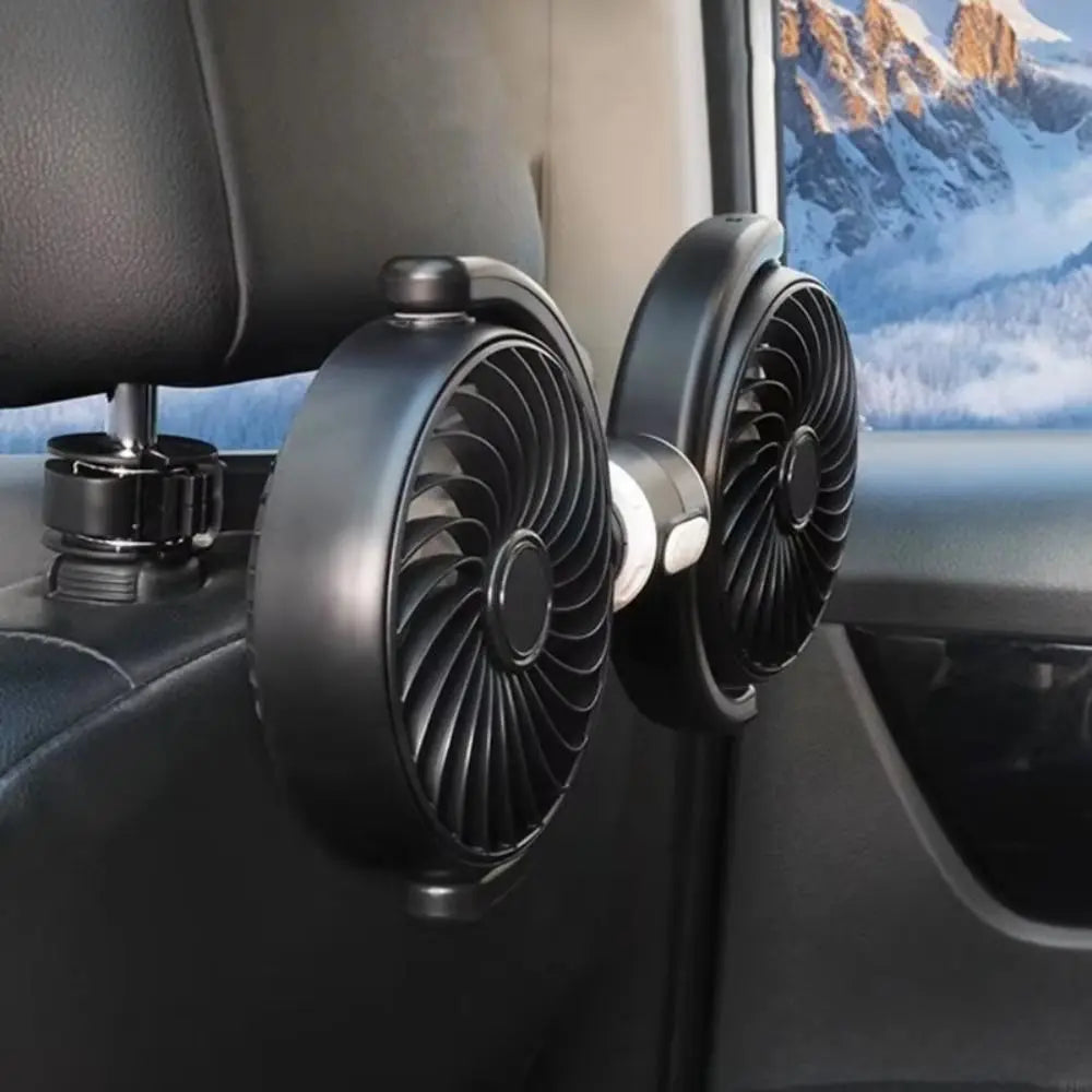 Portable 360 Rotating Car Seat Fan Quiet Powerful Double Head Cooling Zpaxo