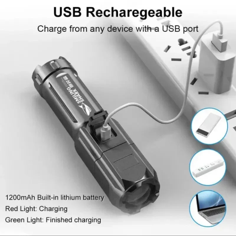 ESMARTER USB Rechargeable LED Flashlight – Zoomable 500LM Torch