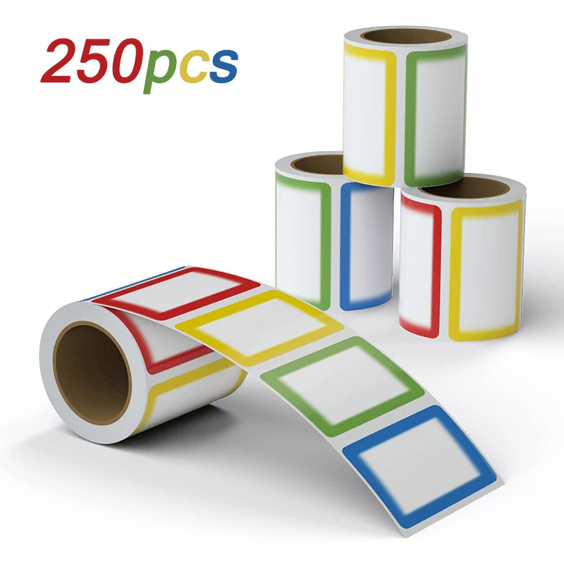1 Roll 250Pcs Colorful Blank Handwritten Name Stickers Labels Children School Teacher Offer Stationery Sticker Water Bottle Desk Zpaxo