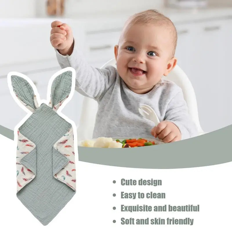 Snap Bibs Baby Rabbit Ear Design Bandana Drool Soft Comfortable Zpaxo