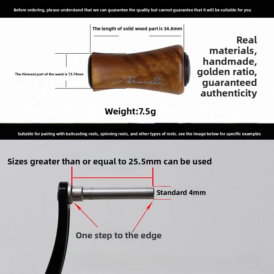 Solid Wood Handmade Fishing Reel Handle – Baitcasting Grip Knob