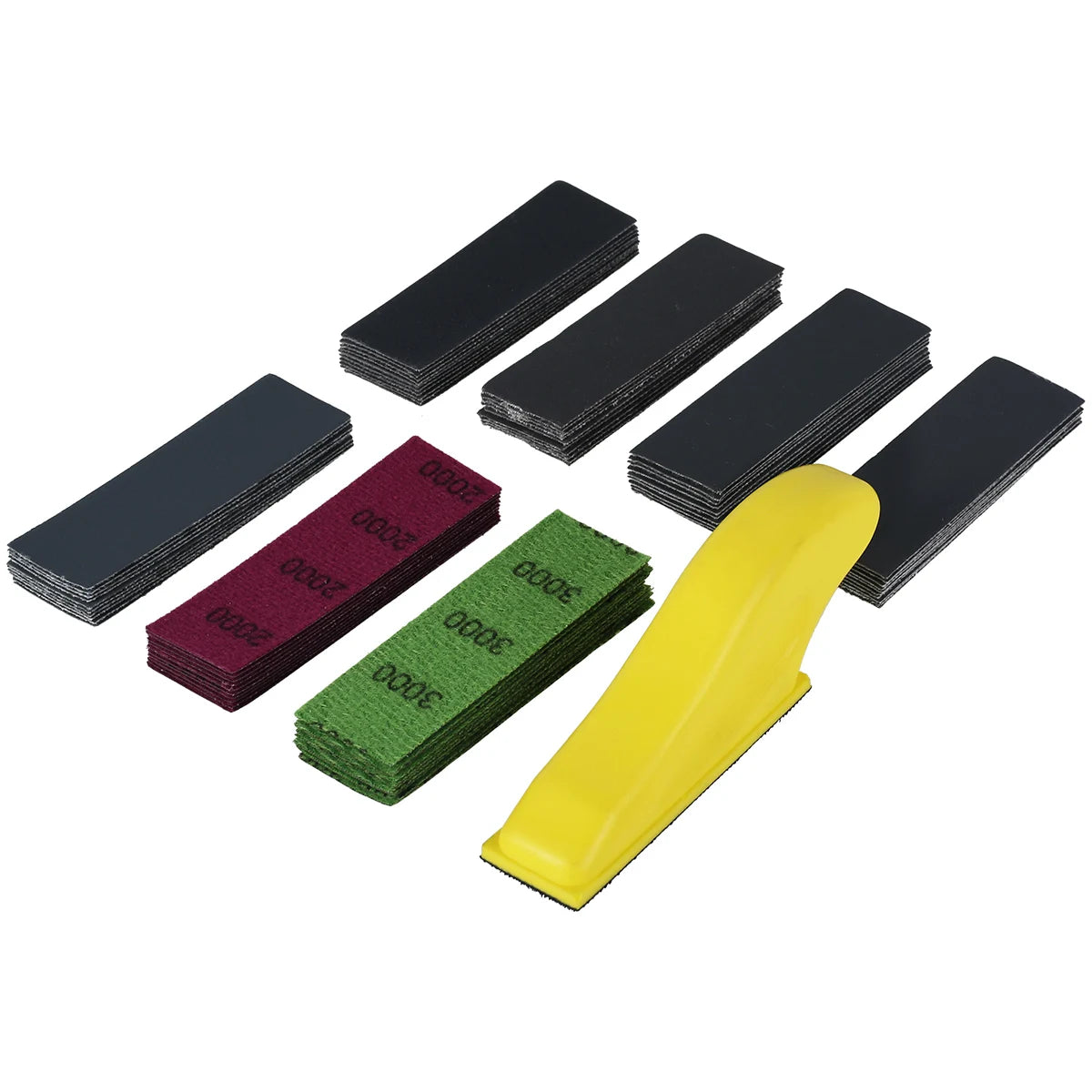 70pcs DIY Hand Sandpaper MINI Sander Kit Loop Sander Paper Assorted Grit Wet Dry Sanding Strip Detail Tool with Hand Millstone Zpaxo 70PCS