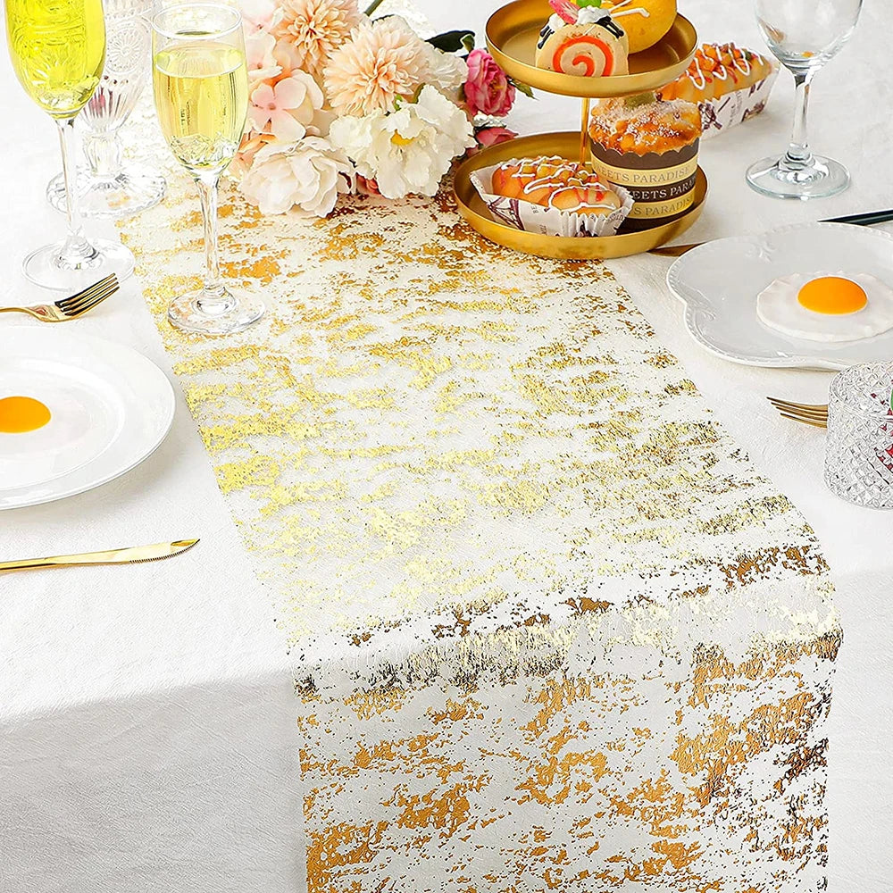 Gold Table Runner Metallic Glitter Cloths Roll Rectangle Birthday