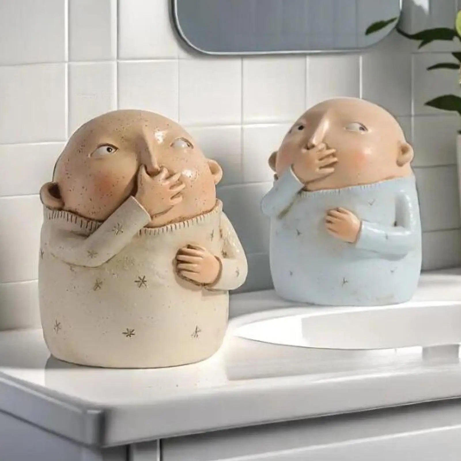 Vulgar Figurine Bathroom Decoration Creative Weird Decor Modern Art Statue Kitschy Figurine Holding Nose Bathroom Statue Zpaxo