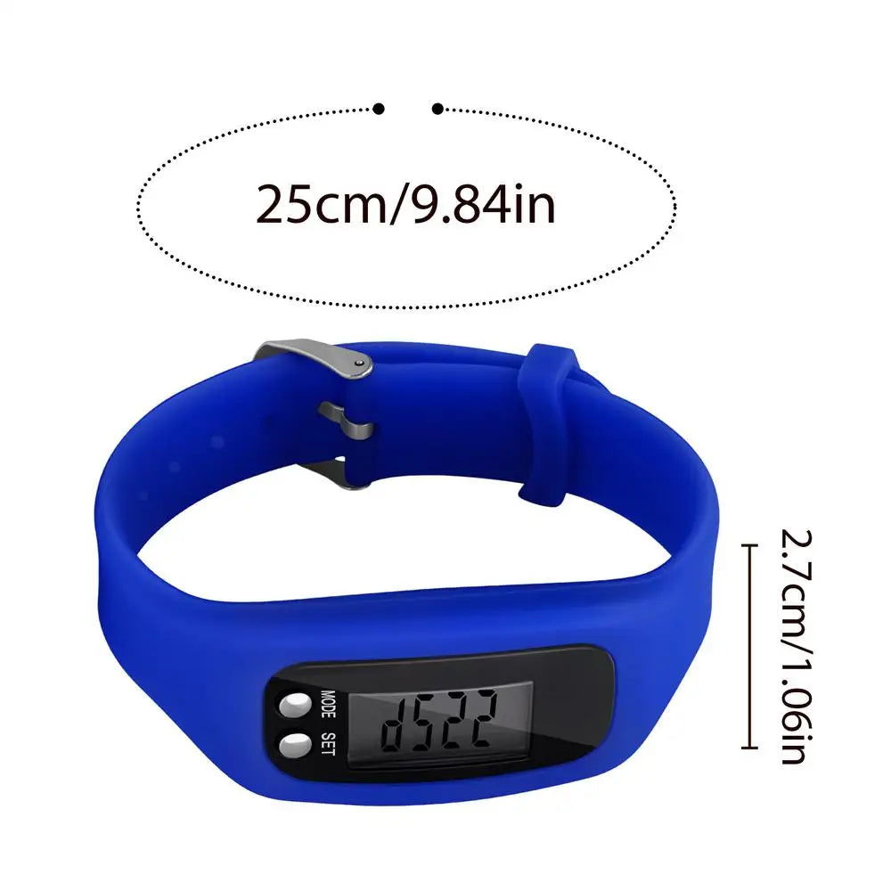Pedometer Bracelet Step Trackers Watch Silicone Wristband Large LCD Zpaxo Blue