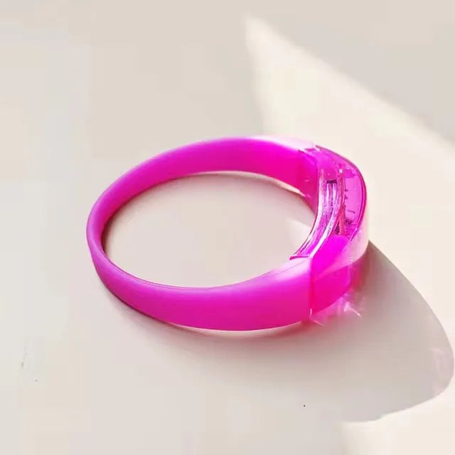 LED Voice Activated Sound Control Bracelets Silicone Flashing Bangle Zpaxo Pink 6pcs