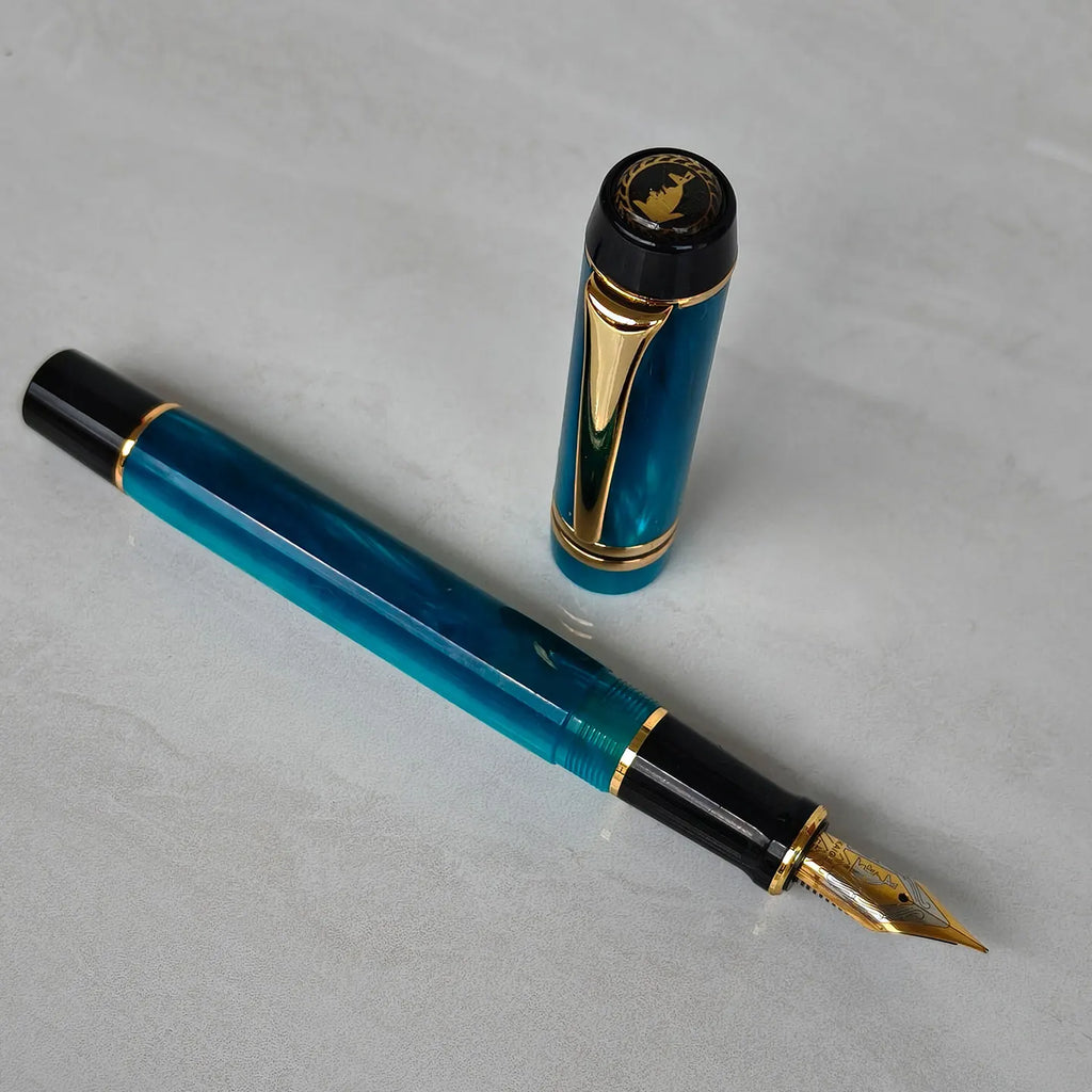 Kaigelu 316 Acrylic Fountain Pen F Nib Blue Brown White Marble Amber Pattern Ink Pen Writing Gift For Students Office Business Zpaxo 316kongquelan Lonkg Knife Nib