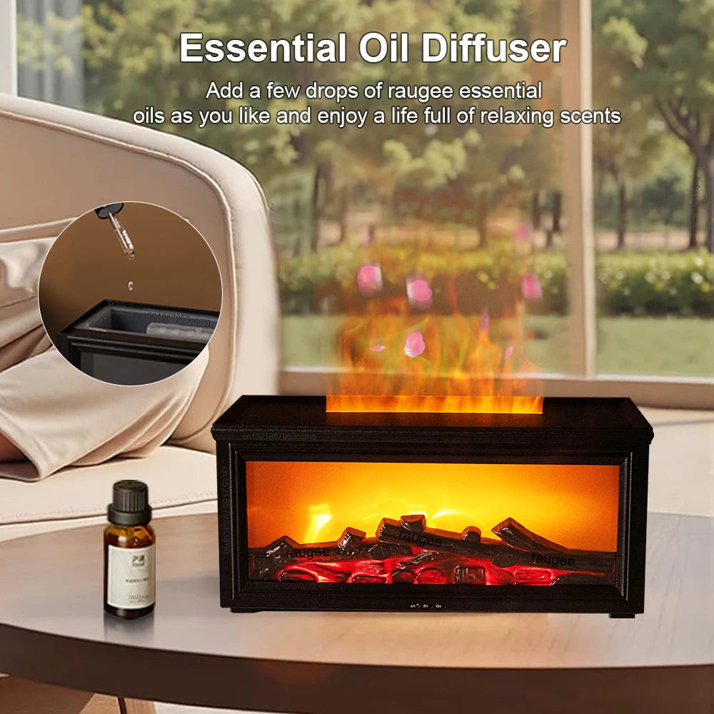 Aroma Air Humidifier Flame Fireplace Essential Oil Diffuser Desktop