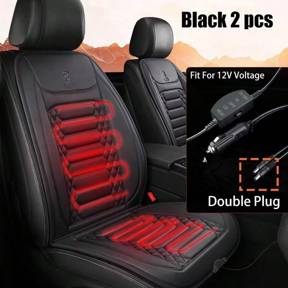 12V Heated Car Seat Cover Heating Pad Fast Car Seat Heater Flannel Heated Cars Seat Protector Seat Heating Cover Car Accessories Zpaxo Double-seat
