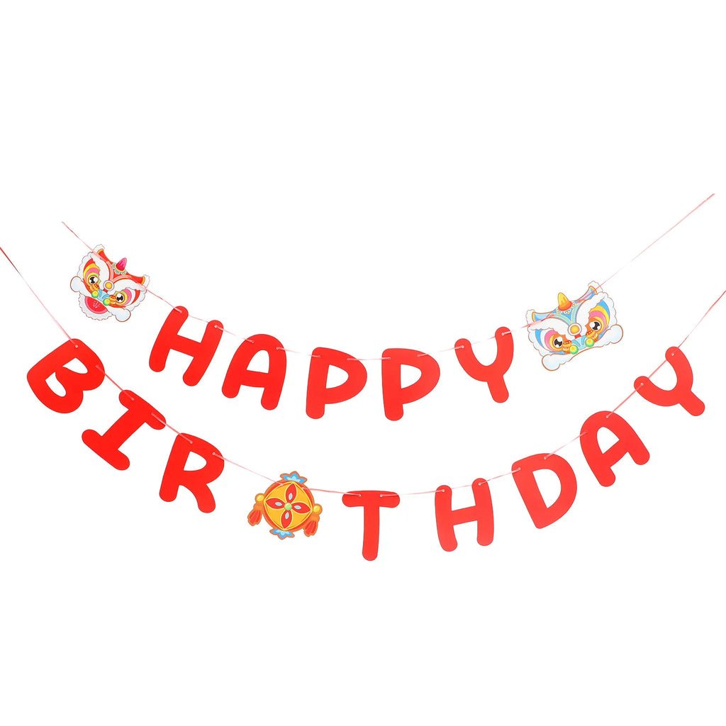 Birthday Letter Banner Chinese Dancing Lion Paper Party Decoration