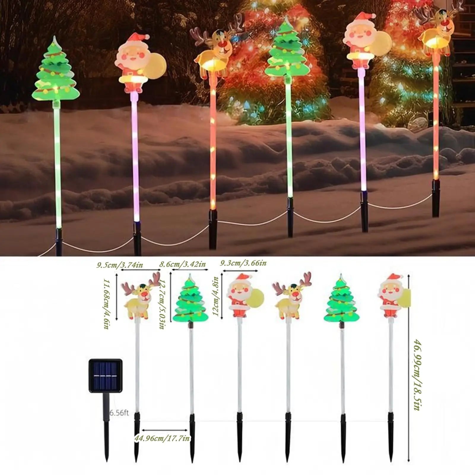 Solar Christmas Lights Reindeer Yard Stake Outdoor Waterproof LED